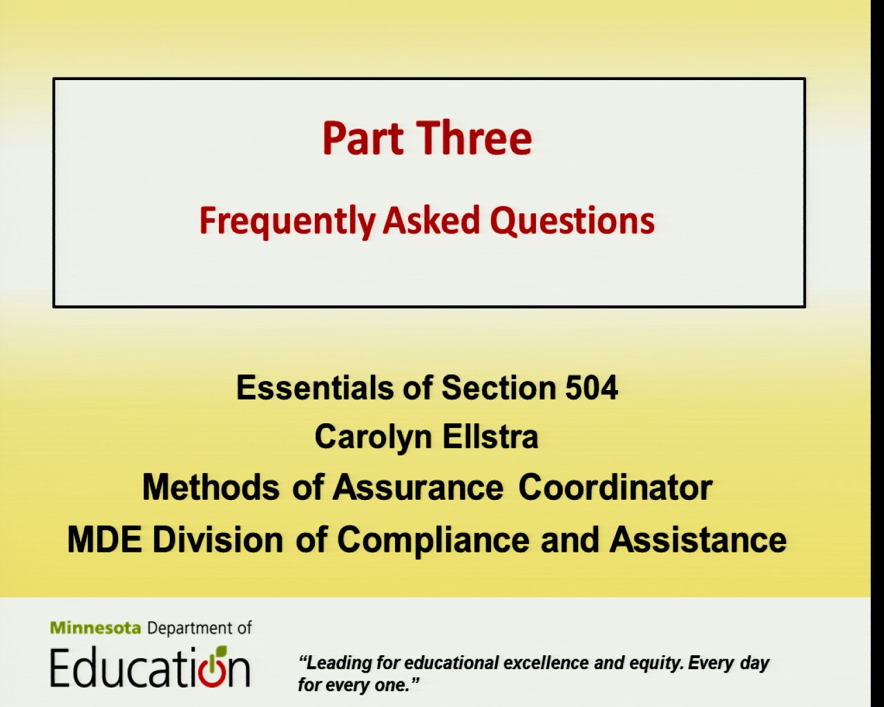 Essentials of Section 504, Part 3 (revised)